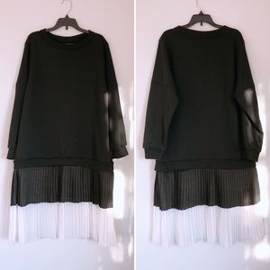 Casual  sweater top with pleat dress